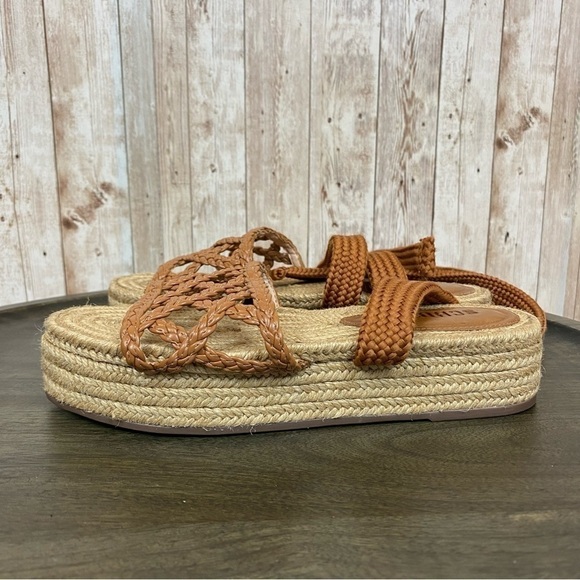 Schutz Byana Raffia Wrapped Flatform Lace Up Espadrille Size 6 Women - Picture 5 of 11